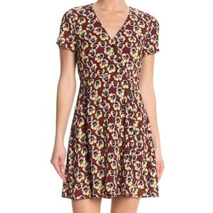 Red floral mini dress